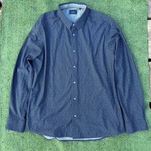 7 Diamonds Navy Future Retro 4 way stretch button down shirt size XL